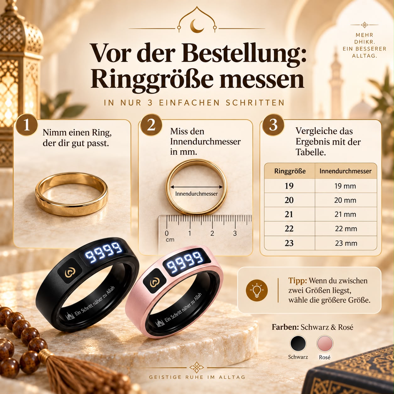 Anleitung: Ringgröße in drei Schritten messen