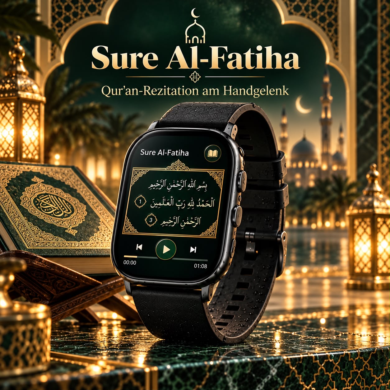 Sure Al-Fatiha als Rezitation und Text auf der Taqwa